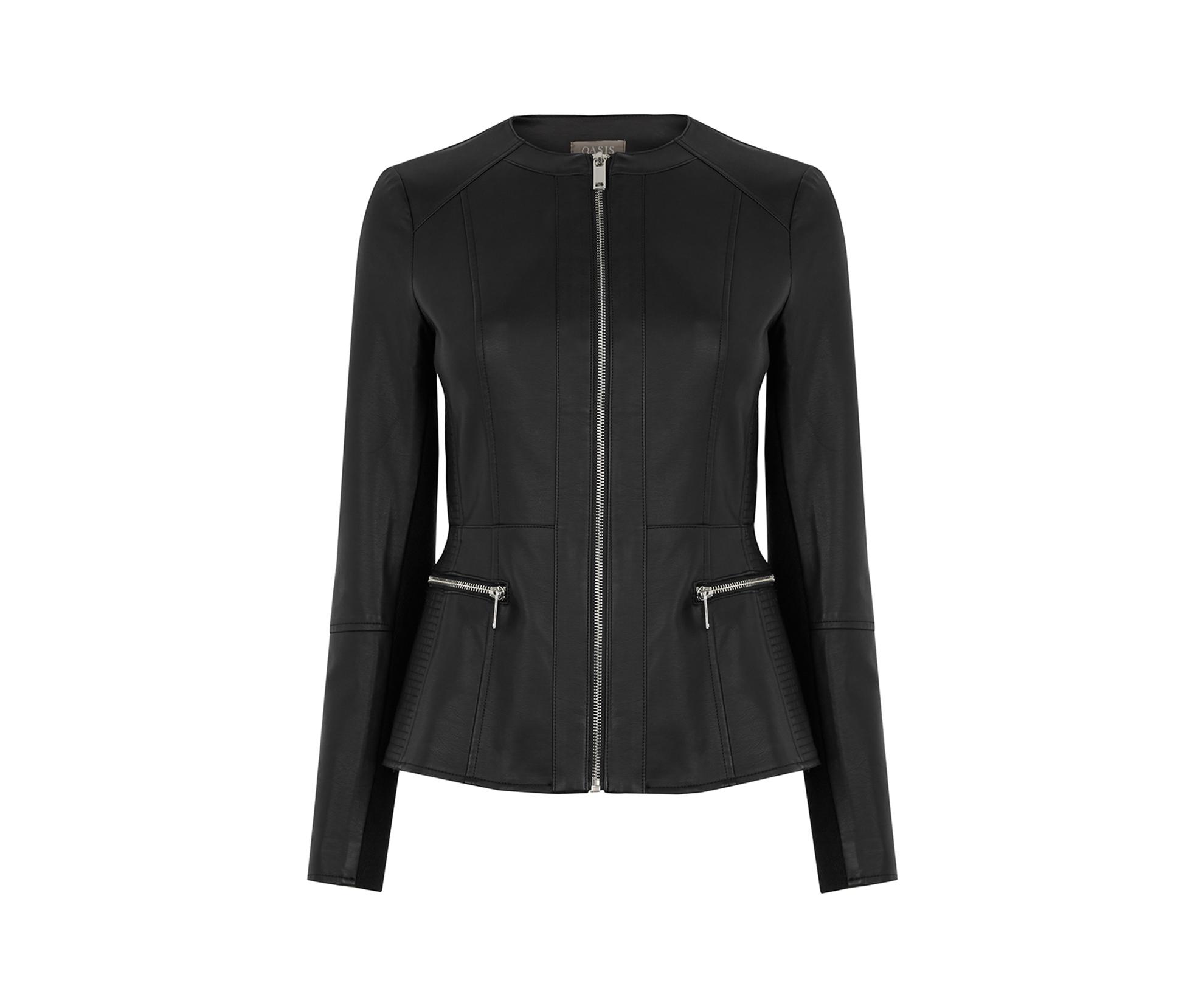 Oasis Faux Leather Jacket In Black Lyst Oasis Black Faux Leather Jacket Lyst View Fullscreen