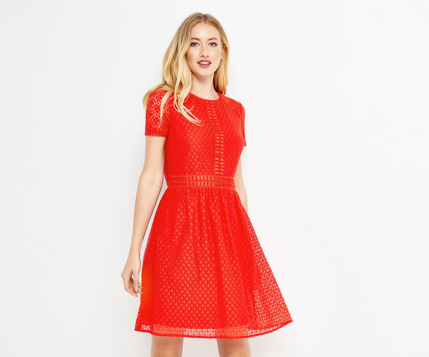 oasis red lace dress
