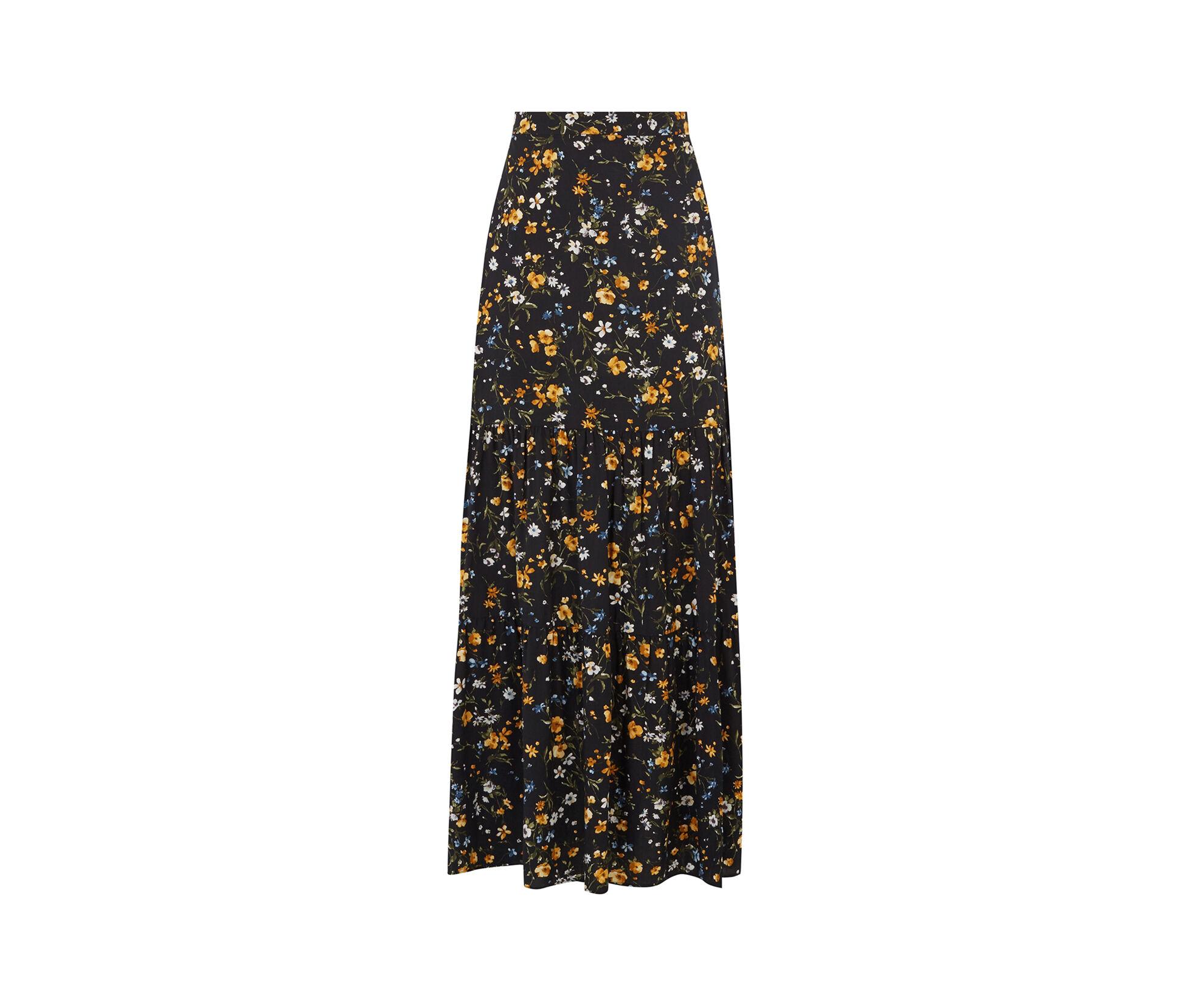 Oasis ditsy 2025 tiered maxi skirt