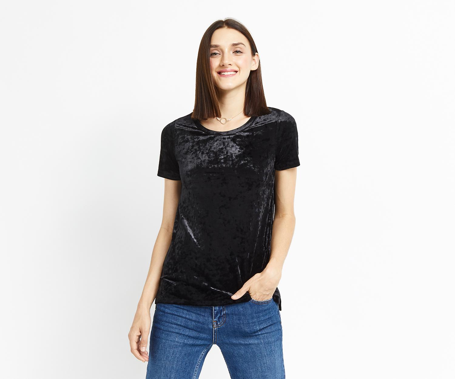 Lyst - Oasis Velvet Tee in Black