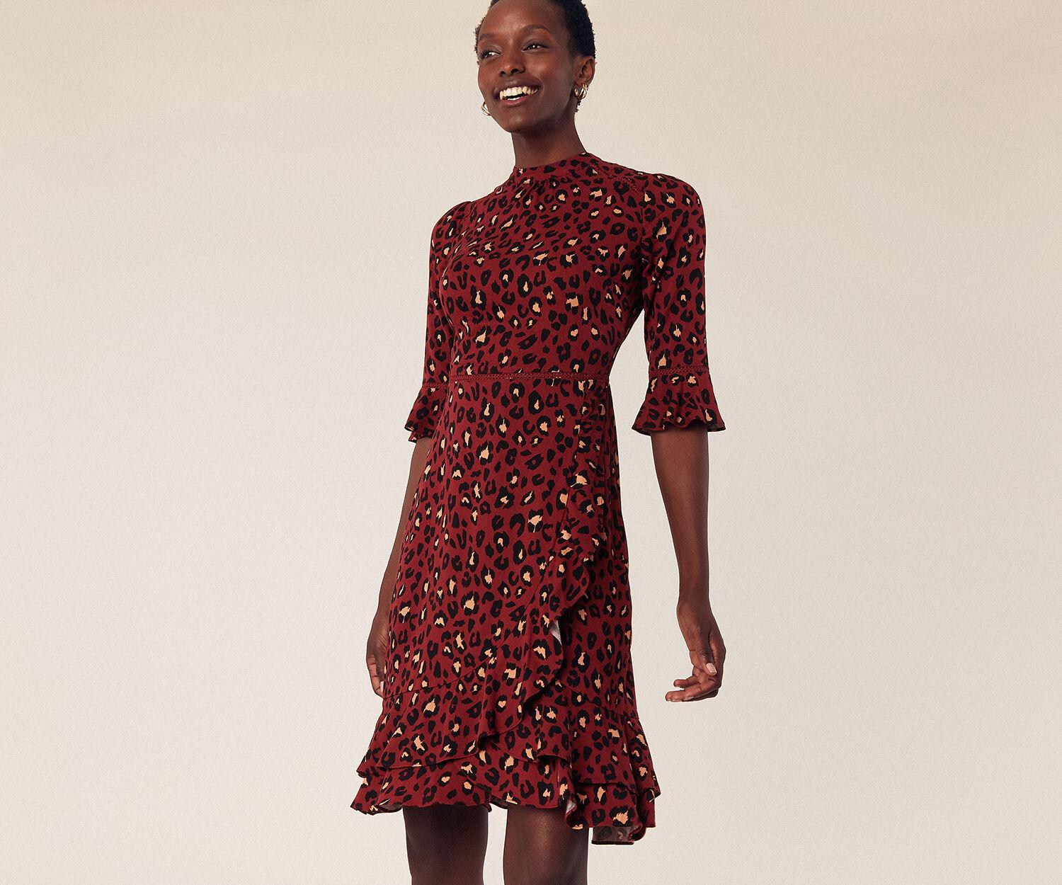 Oasis Lace Belinda Leopard Dress in Burgundy (Red) - Save 38% - Lyst