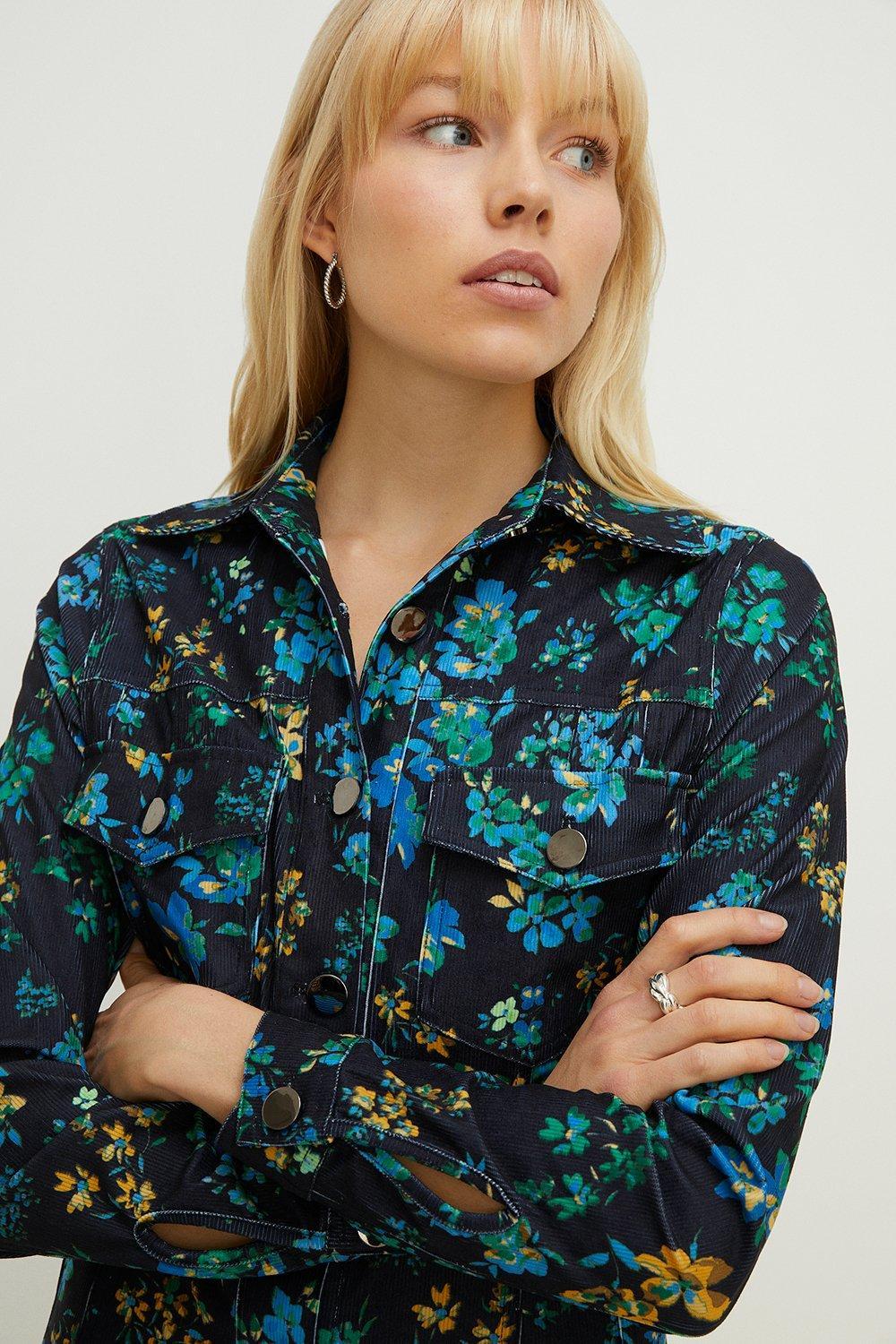 Oasis Floral Cord Printed Shift Dress in Blue Lyst UK