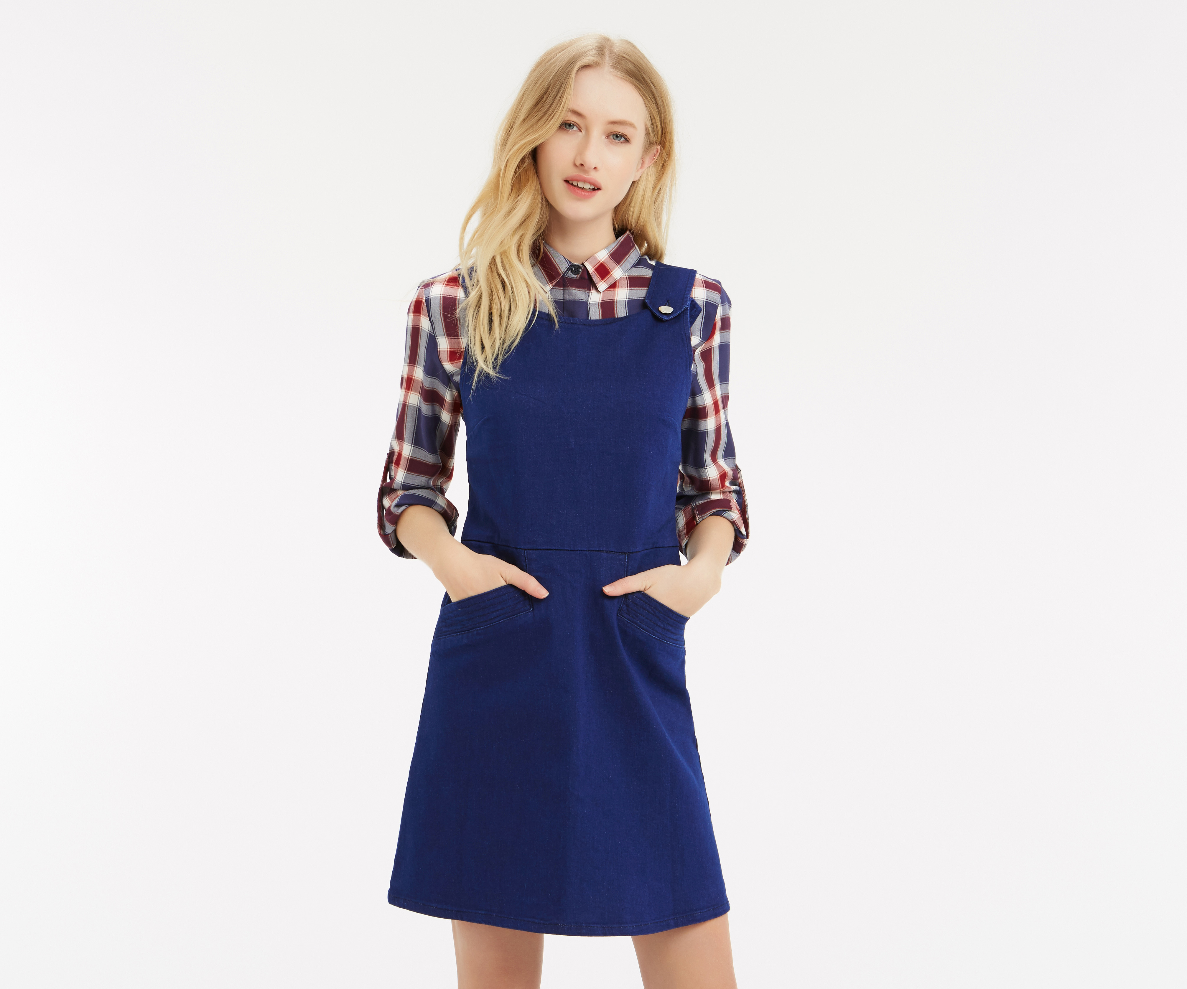 oasis denim pinafore dress