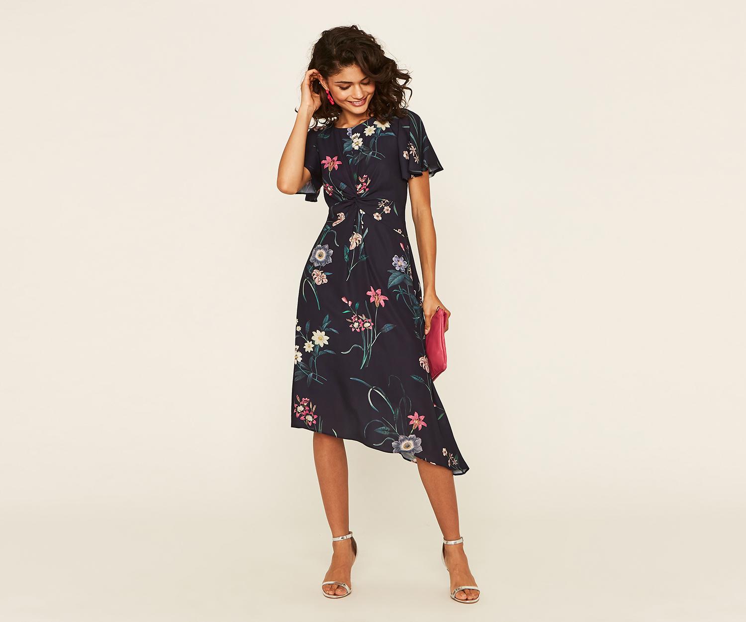 oasis twist front midi dress