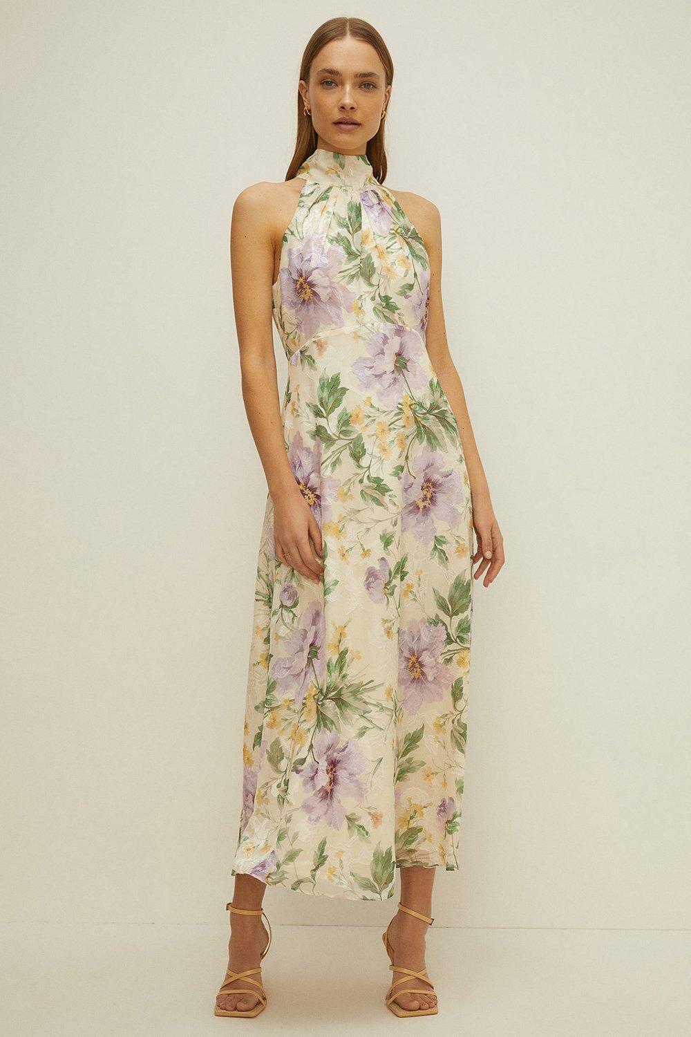 Oasis halter store neck dress