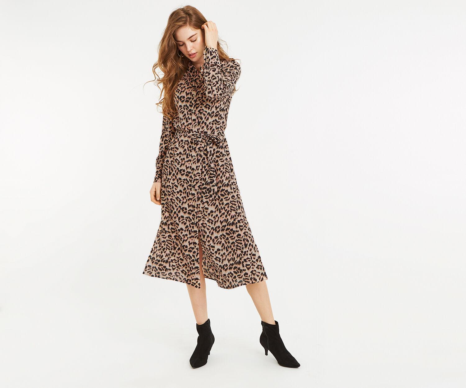 oasis leopard midi dress