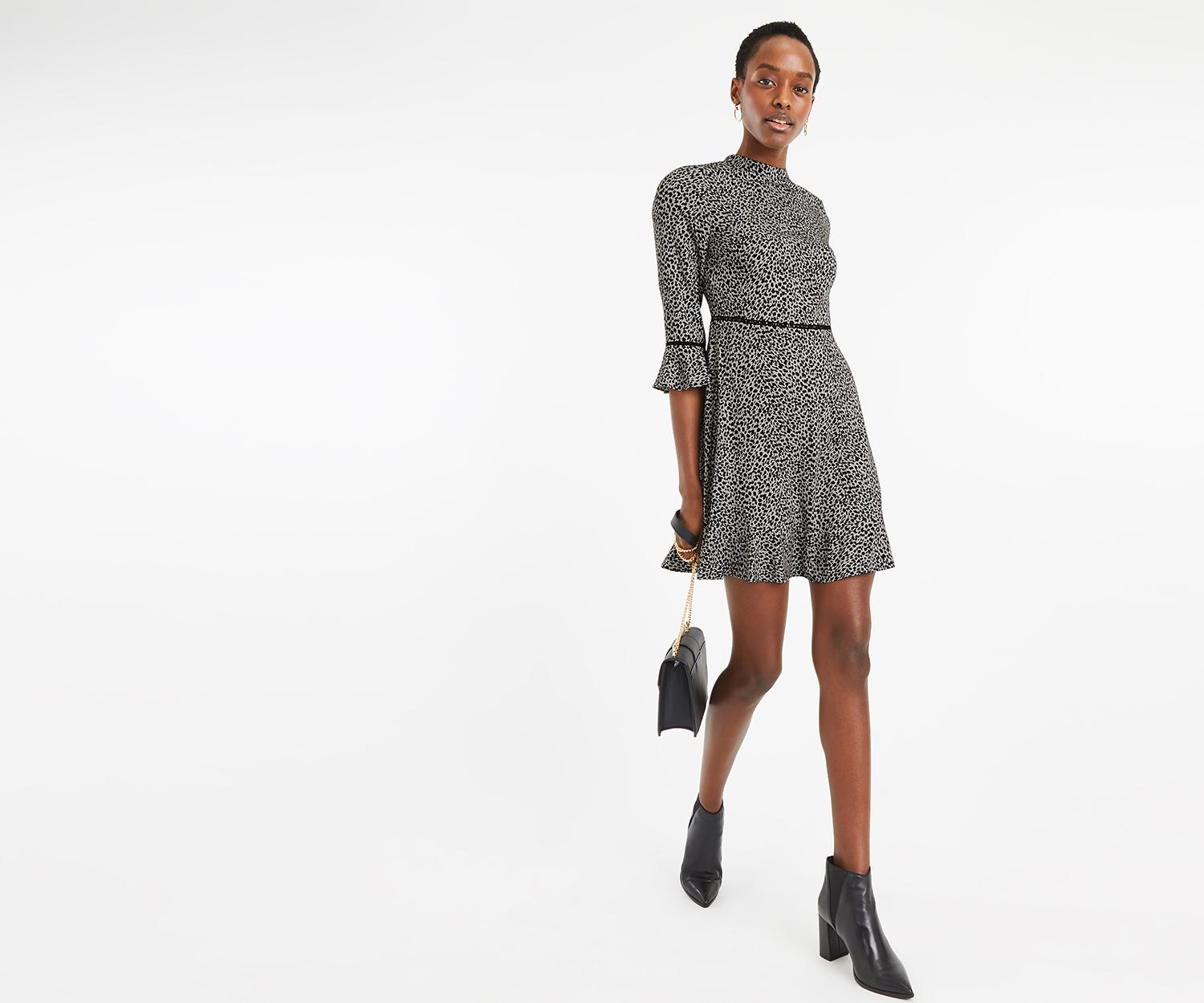 oasis animal high neck dress