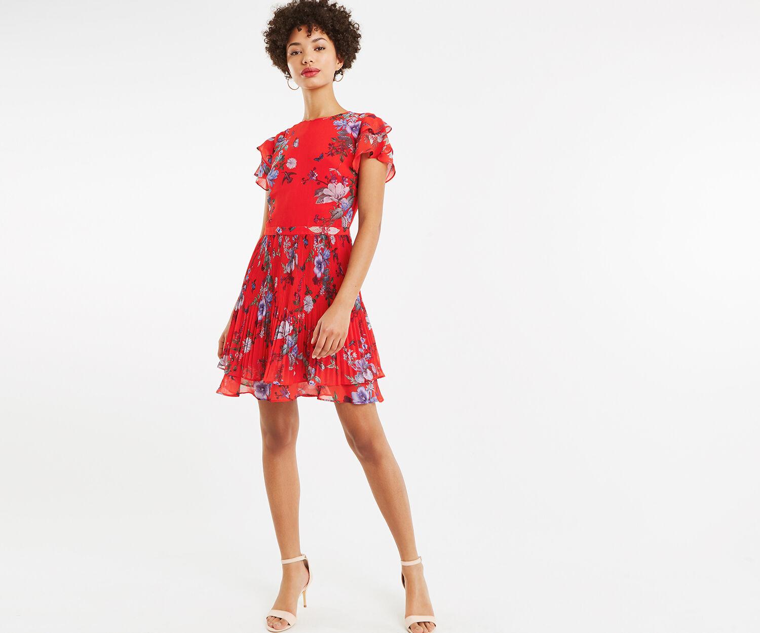 bloom chiffon pleat skater