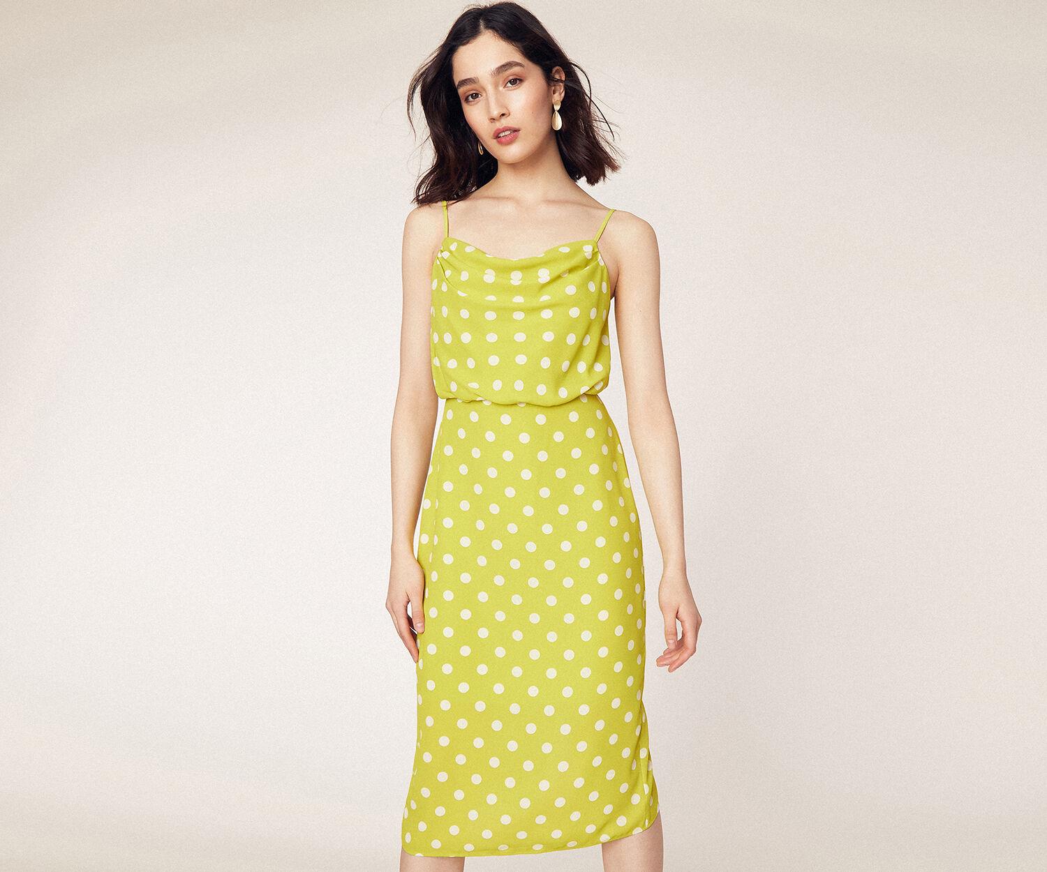 oasis spot cowl neck midi dress