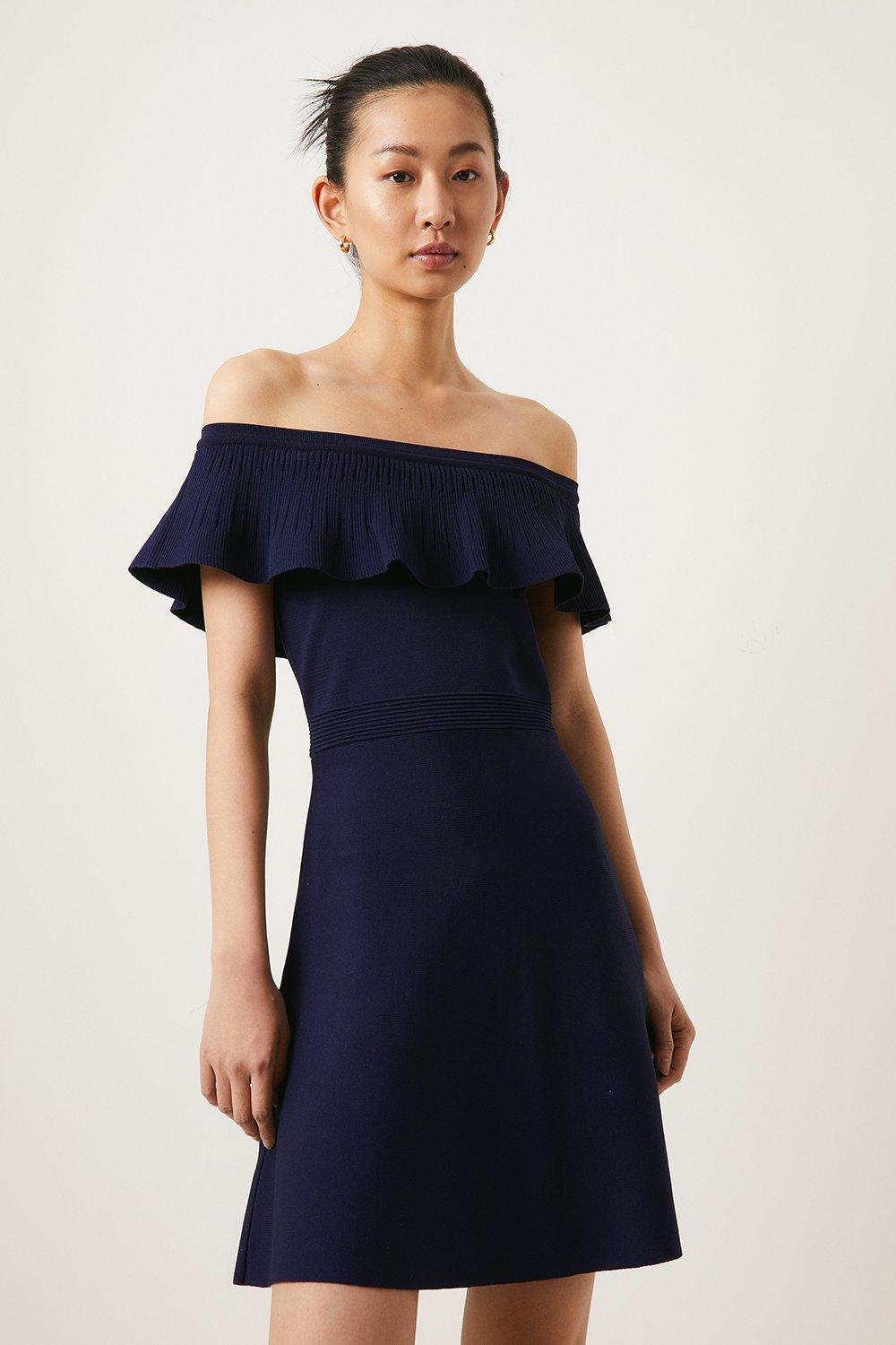 Oasis bardot top dress blue
