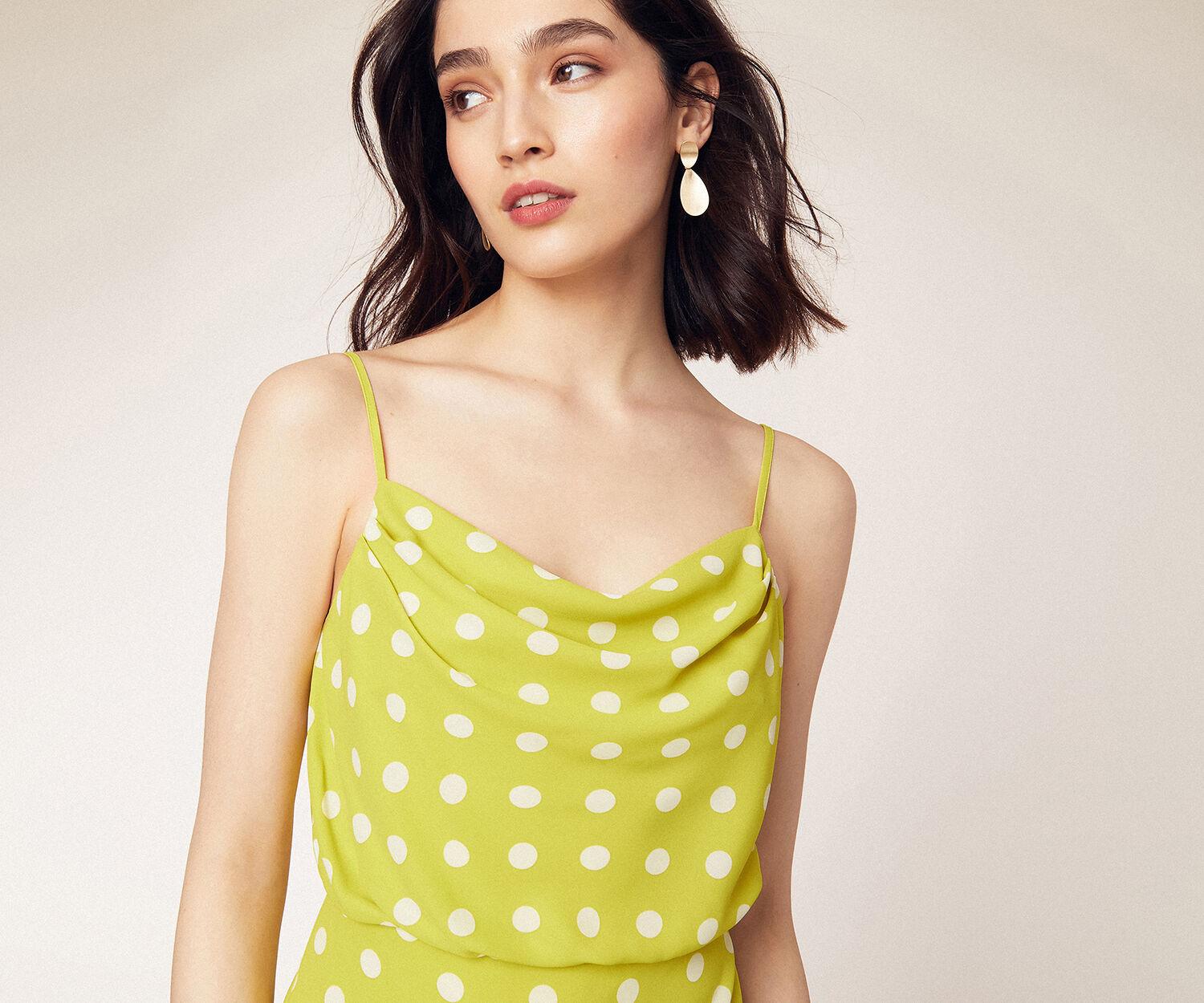 oasis spot cowl neck midi dress