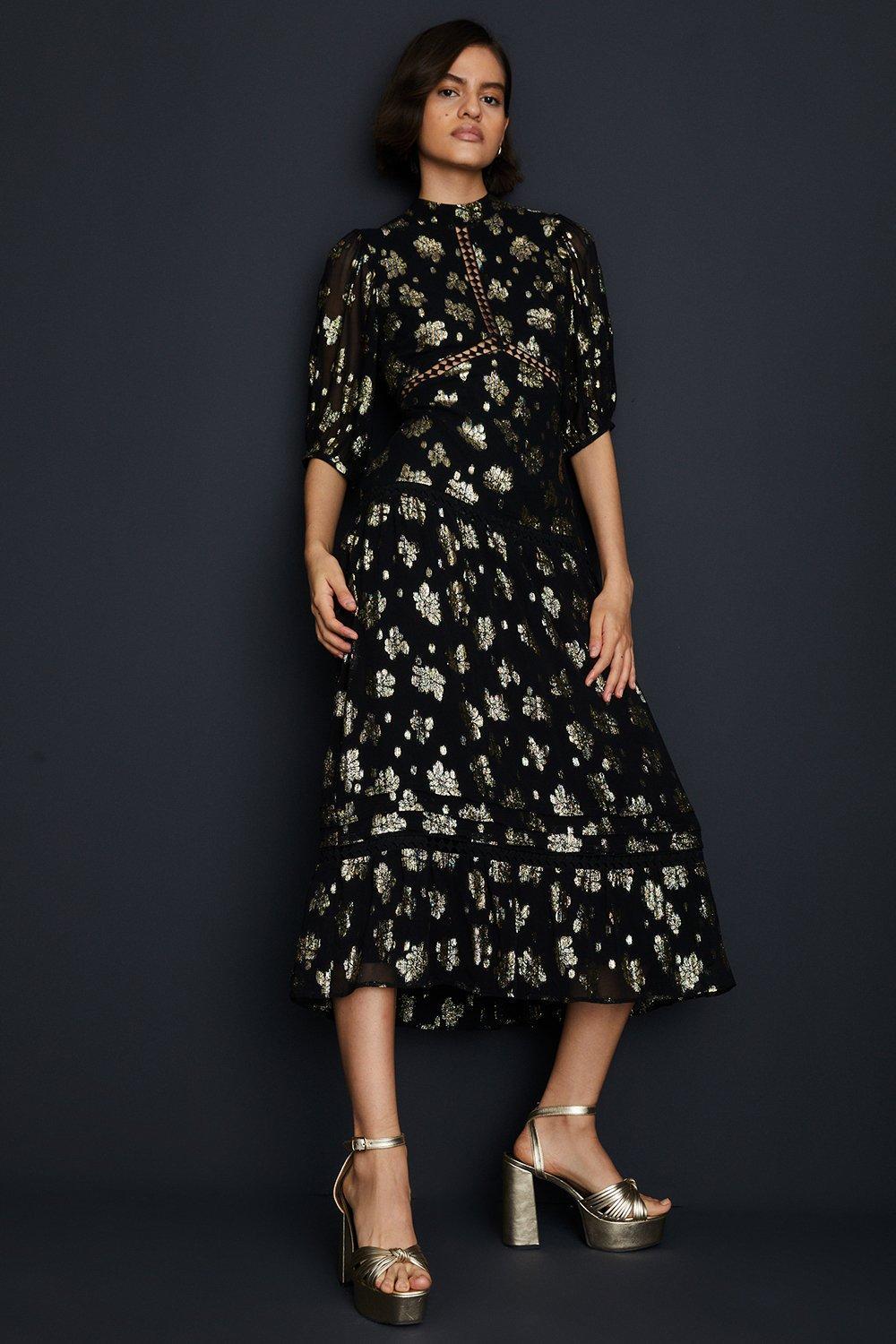 Oasis floral chiffon skater dress hot sale