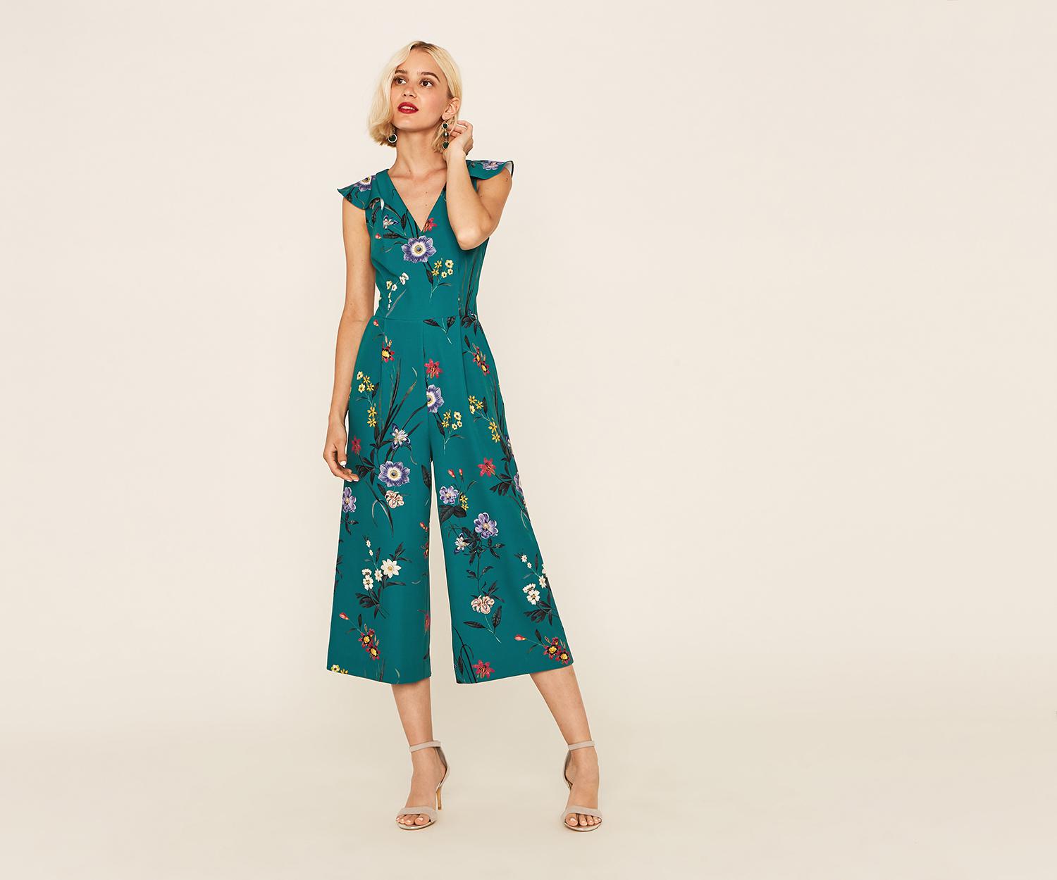 oasis floral frill jumpsuit