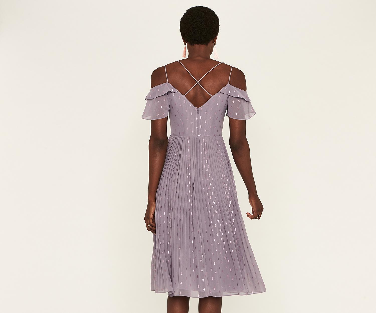 oasis grey metallic midi dress