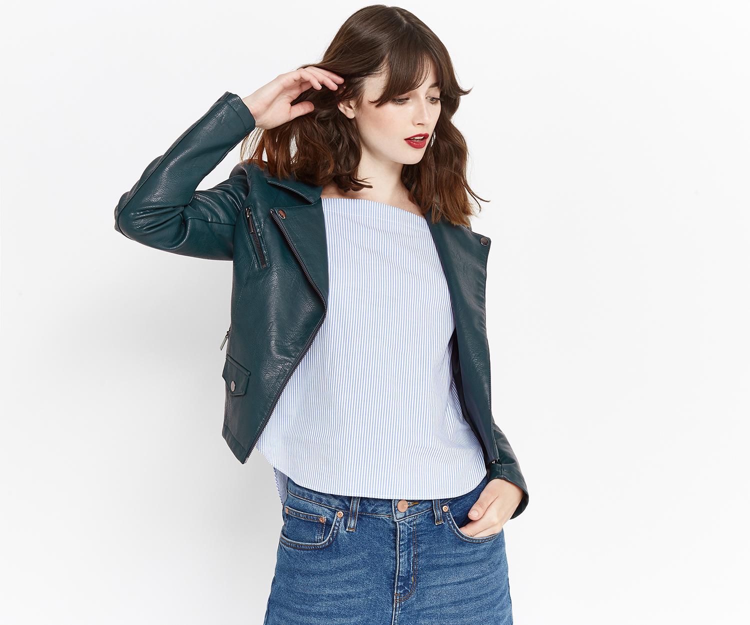 Oasis Lucy Faux Leather Biker Jacket Lyst Gallery Women S Biker Jackets
