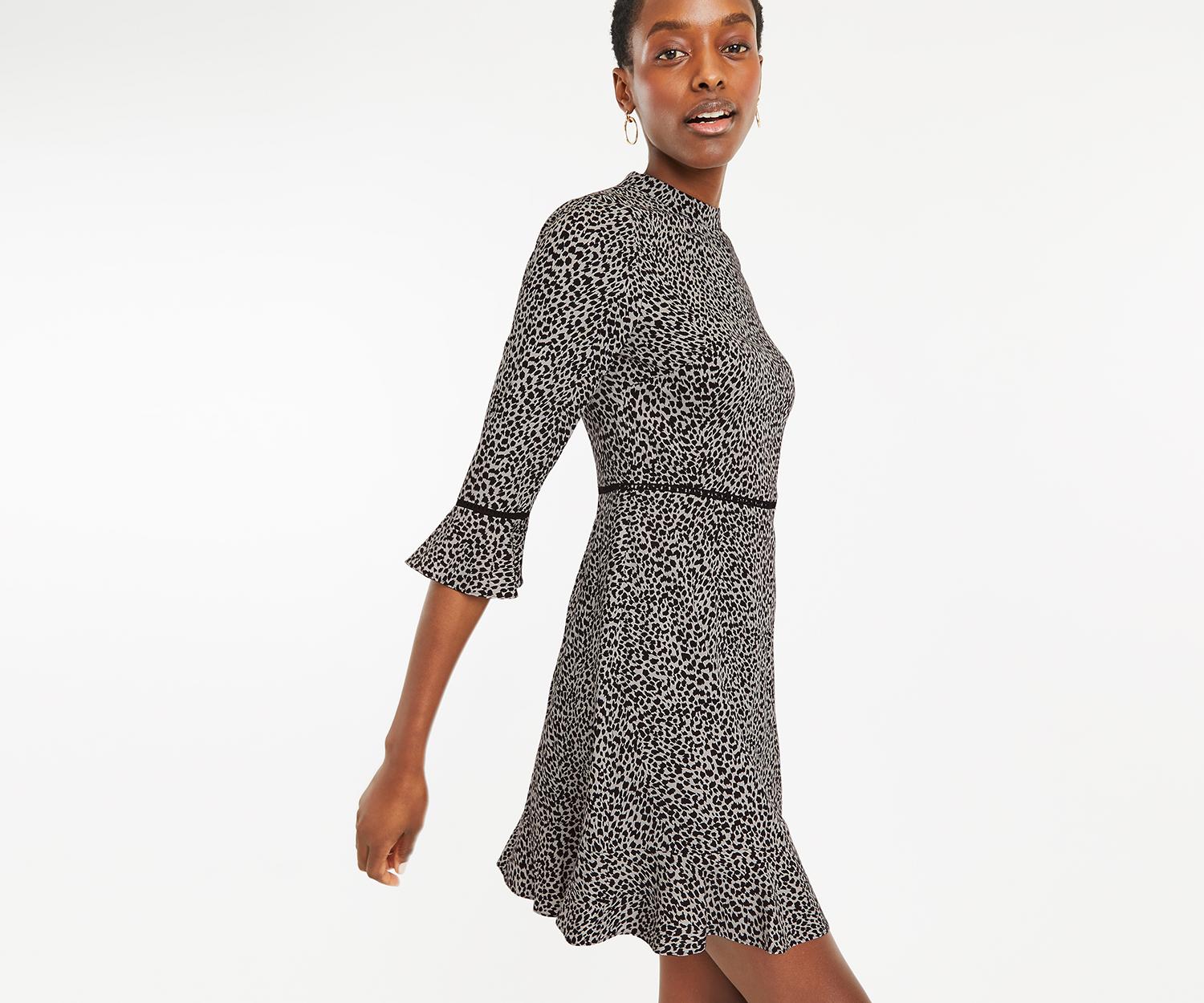 oasis animal high neck skater dress