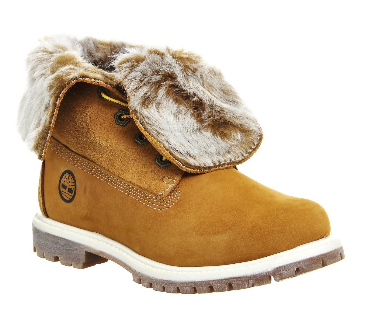 Timberland Fur Fold Down Boots in Natural - Lyst