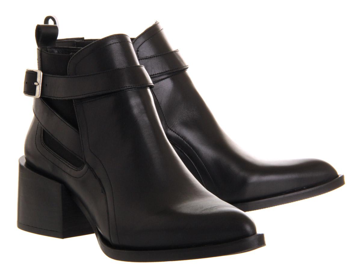 Office Leather Madison Cupped Heel Boots in Black - Lyst