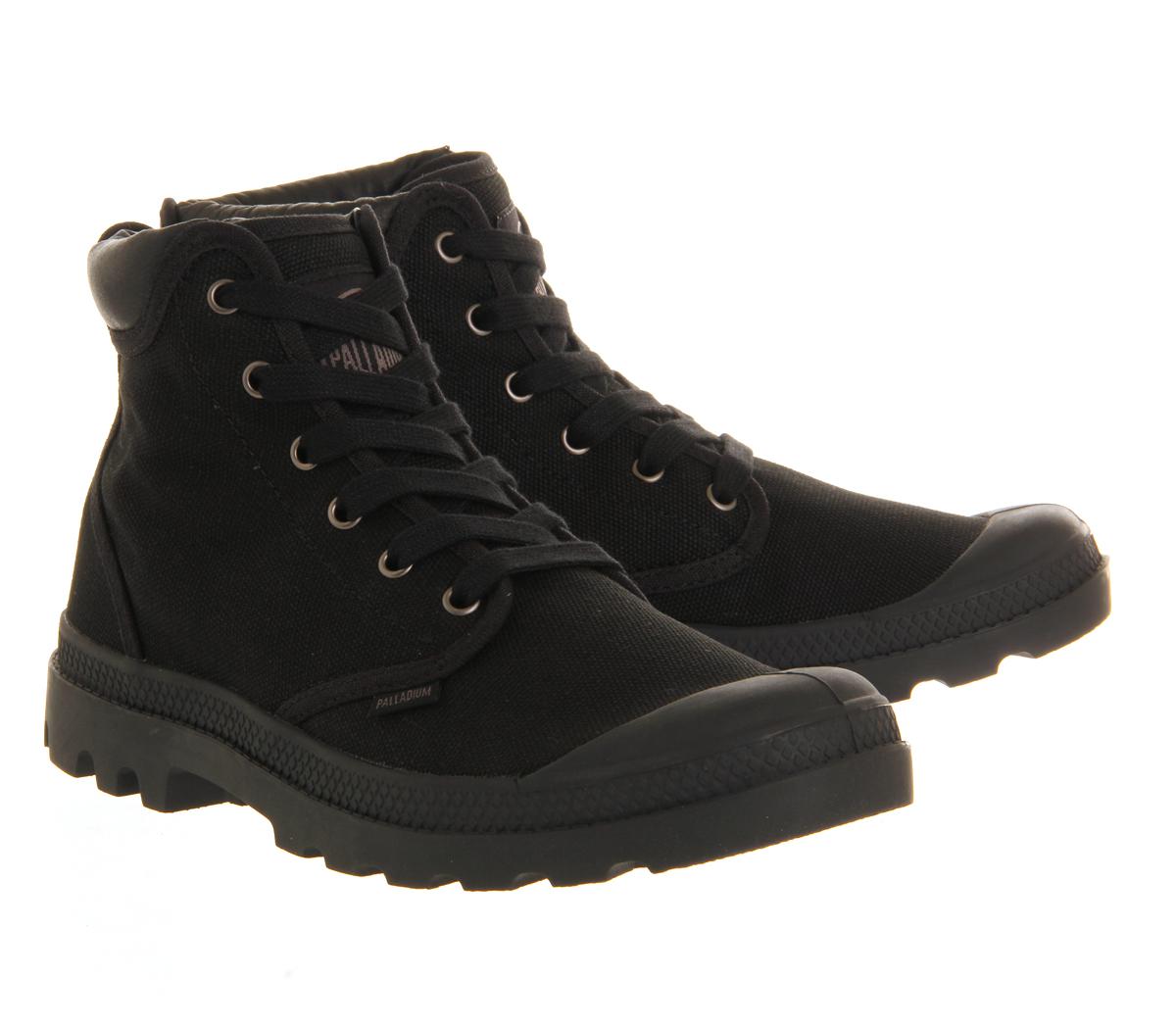 palladium black canvas boots