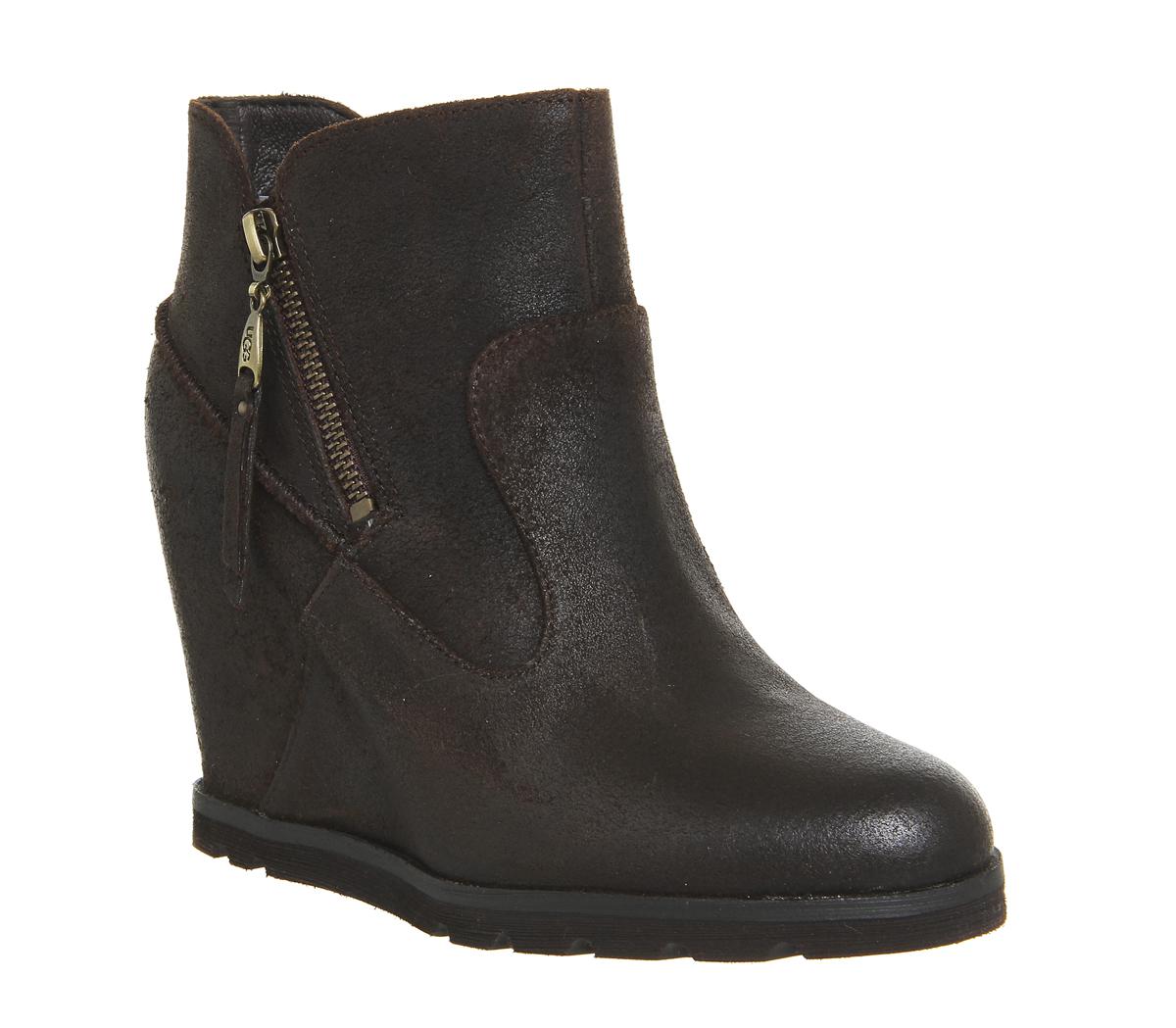 UGG Leather Myrna Wedge Boots in Black - Lyst