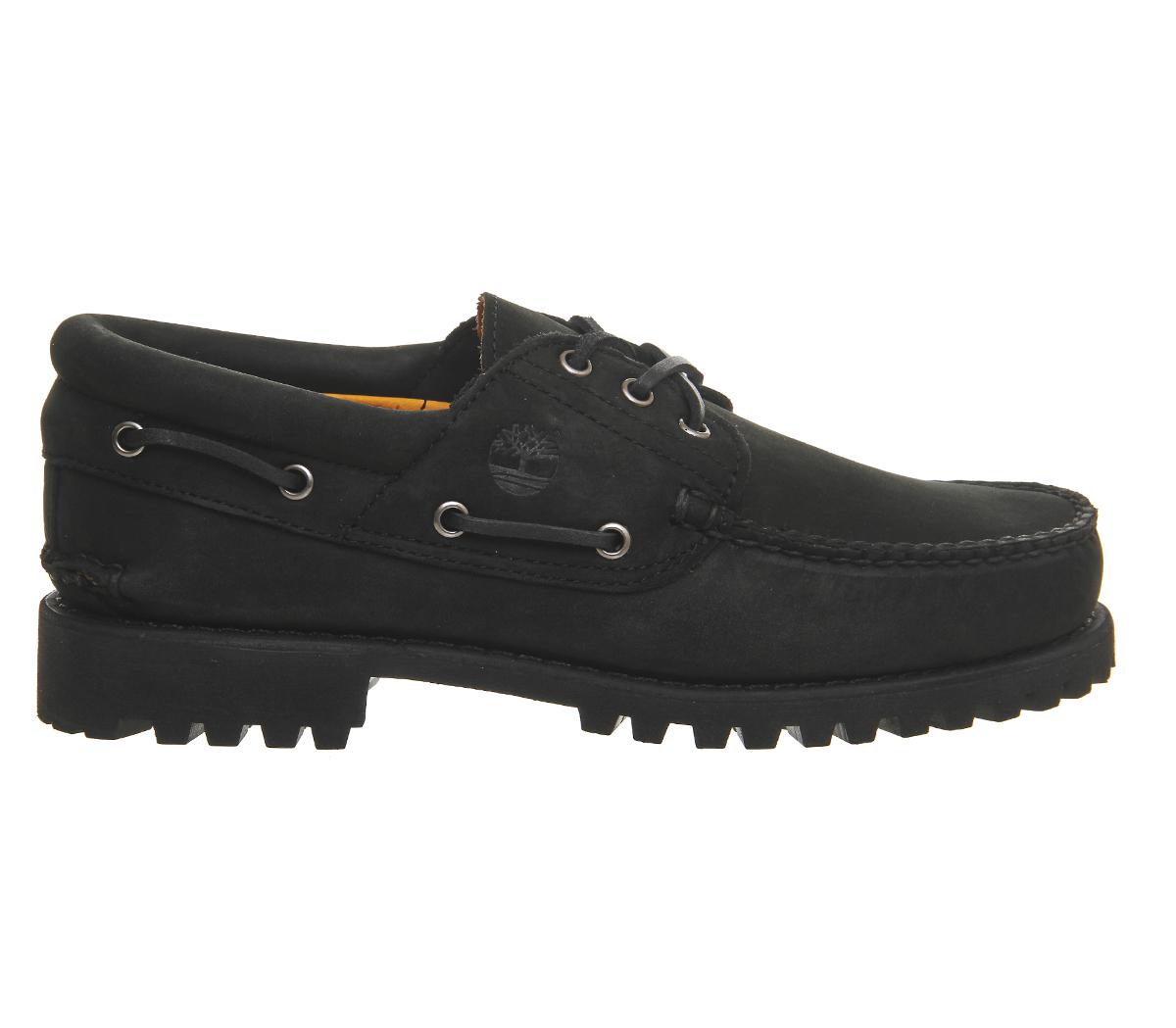 Timberland Leather 3 Eye Classic Lug Boat Shoes in Black for Men 