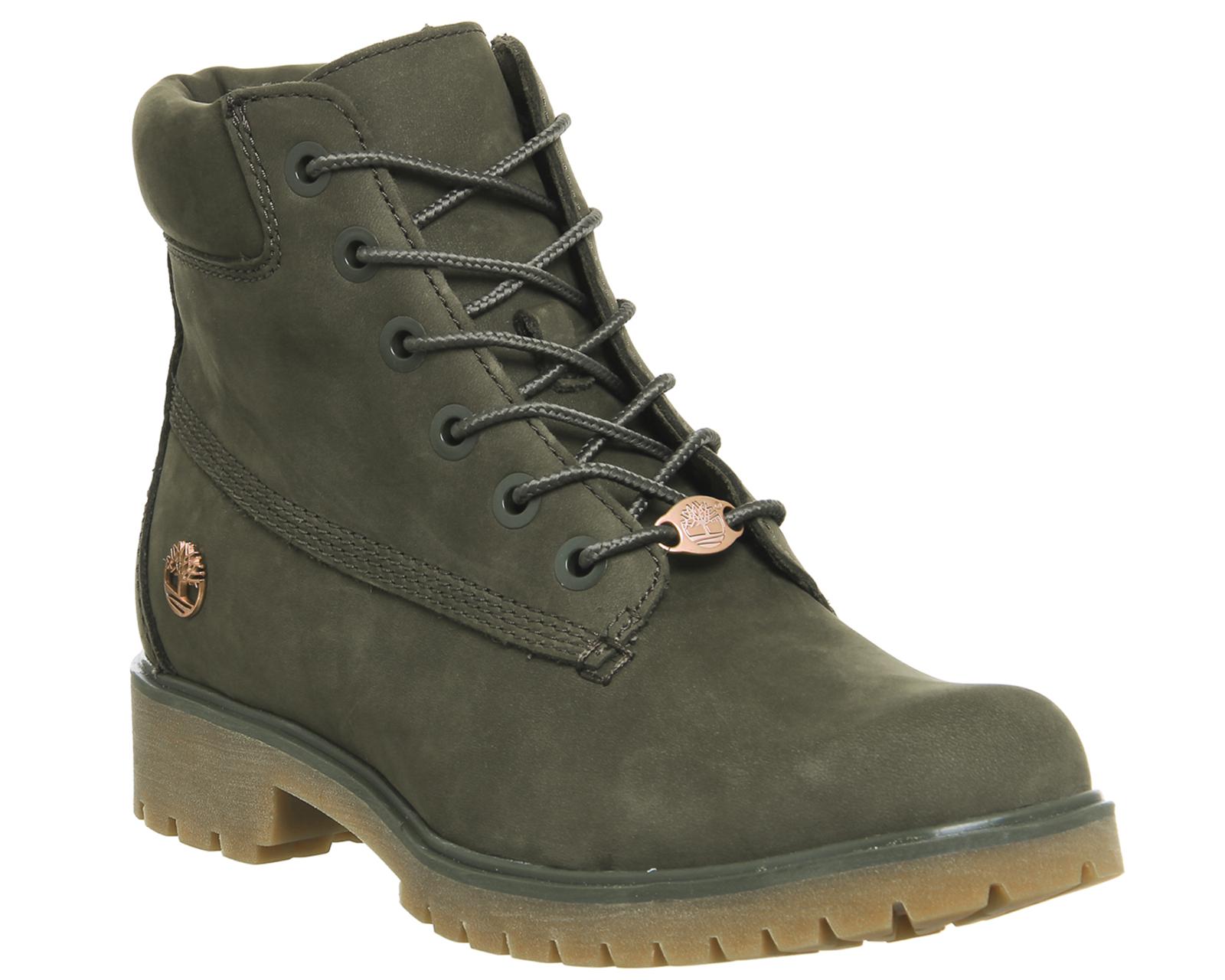 Timberland Leather Slim Premium 6 Inch Boots in Forest Night Nubuck ...