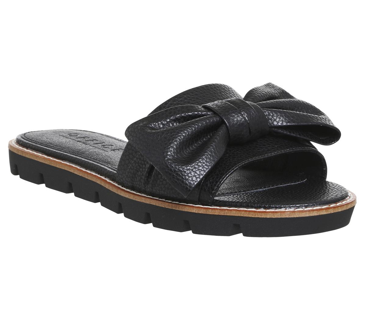 Office Sweetness Bow Sliders in Black 