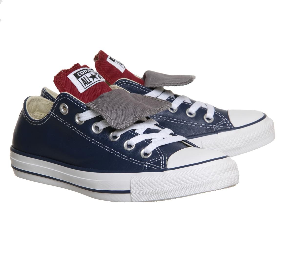 blue leather converse