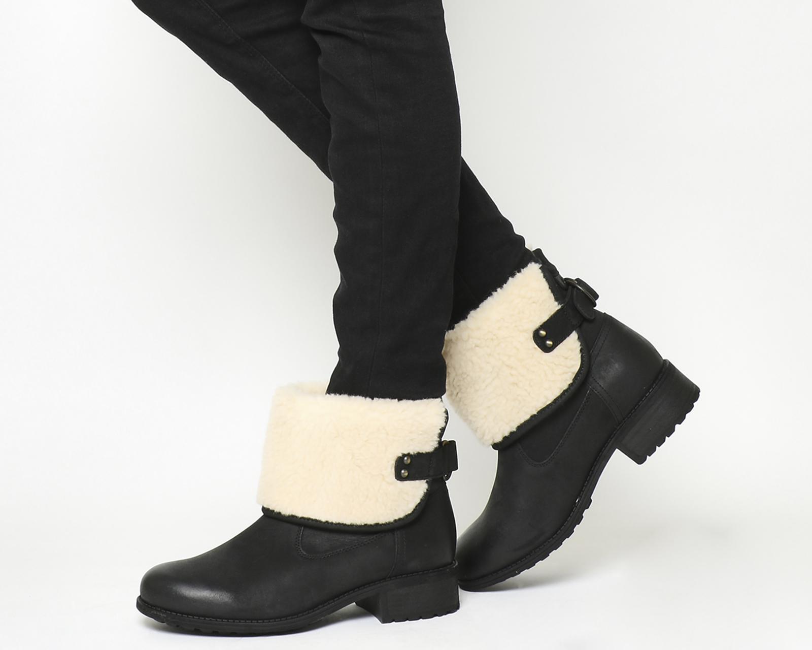 UGG Leather Aldon Fold Down Boots in Black Lyst