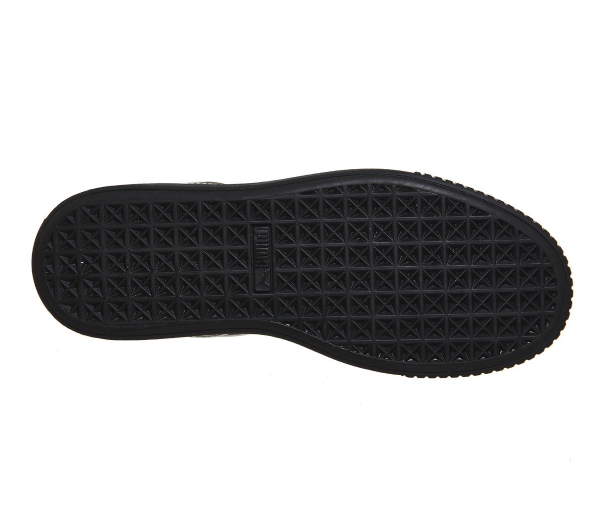 puma metallic basket platform trainers in silver