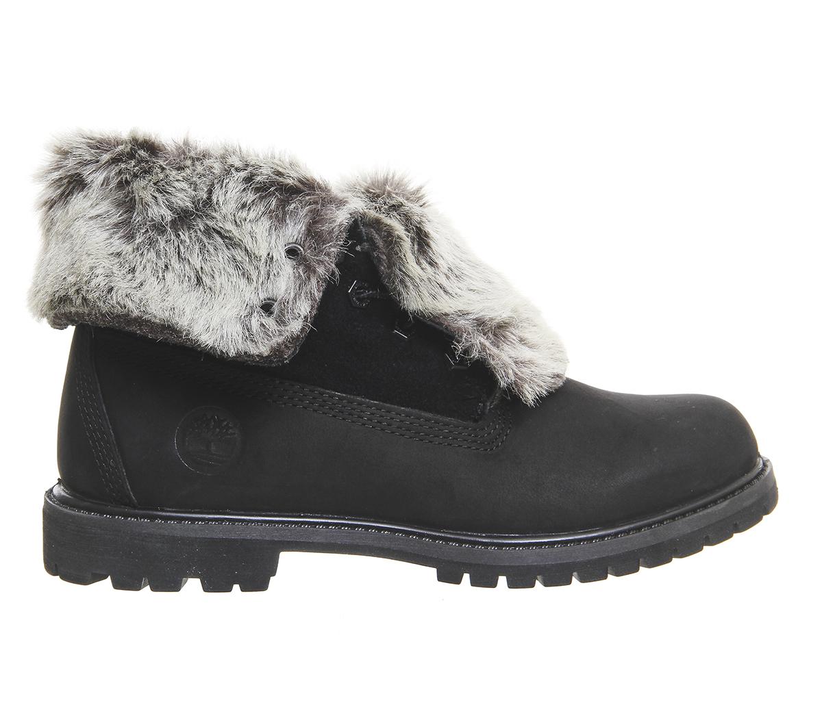 timberland black fur boots