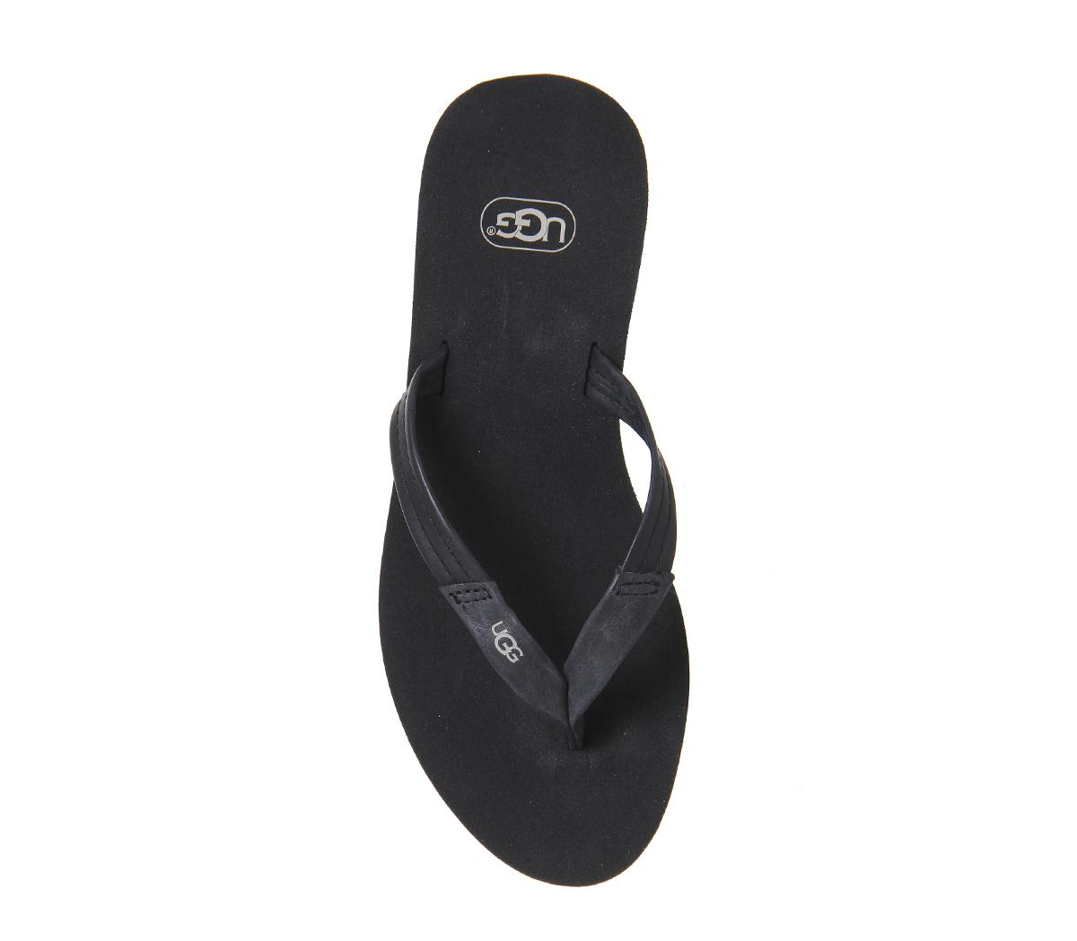 ugg black leather flip flops