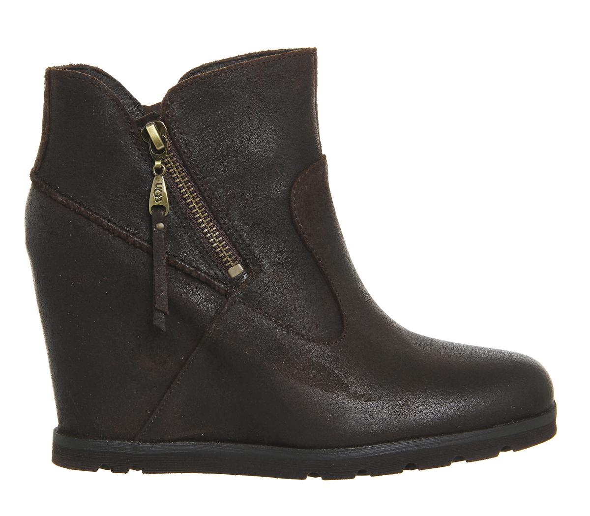 UGG Leather Myrna Wedge Boots in Black - Lyst