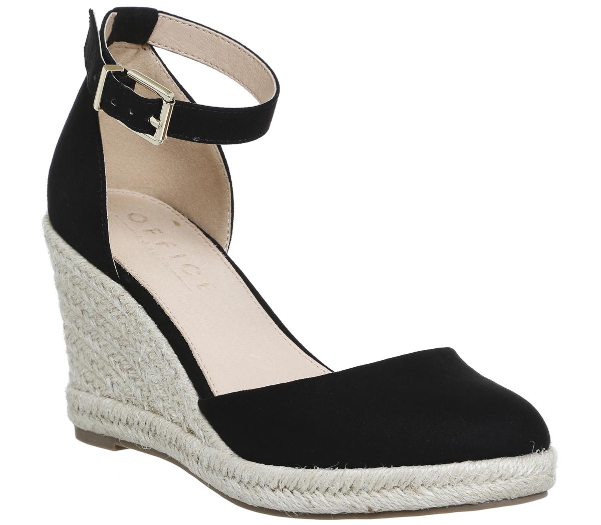 Office Leather Marsha Closed Toe Espadrille Wedges in Black - Lyst