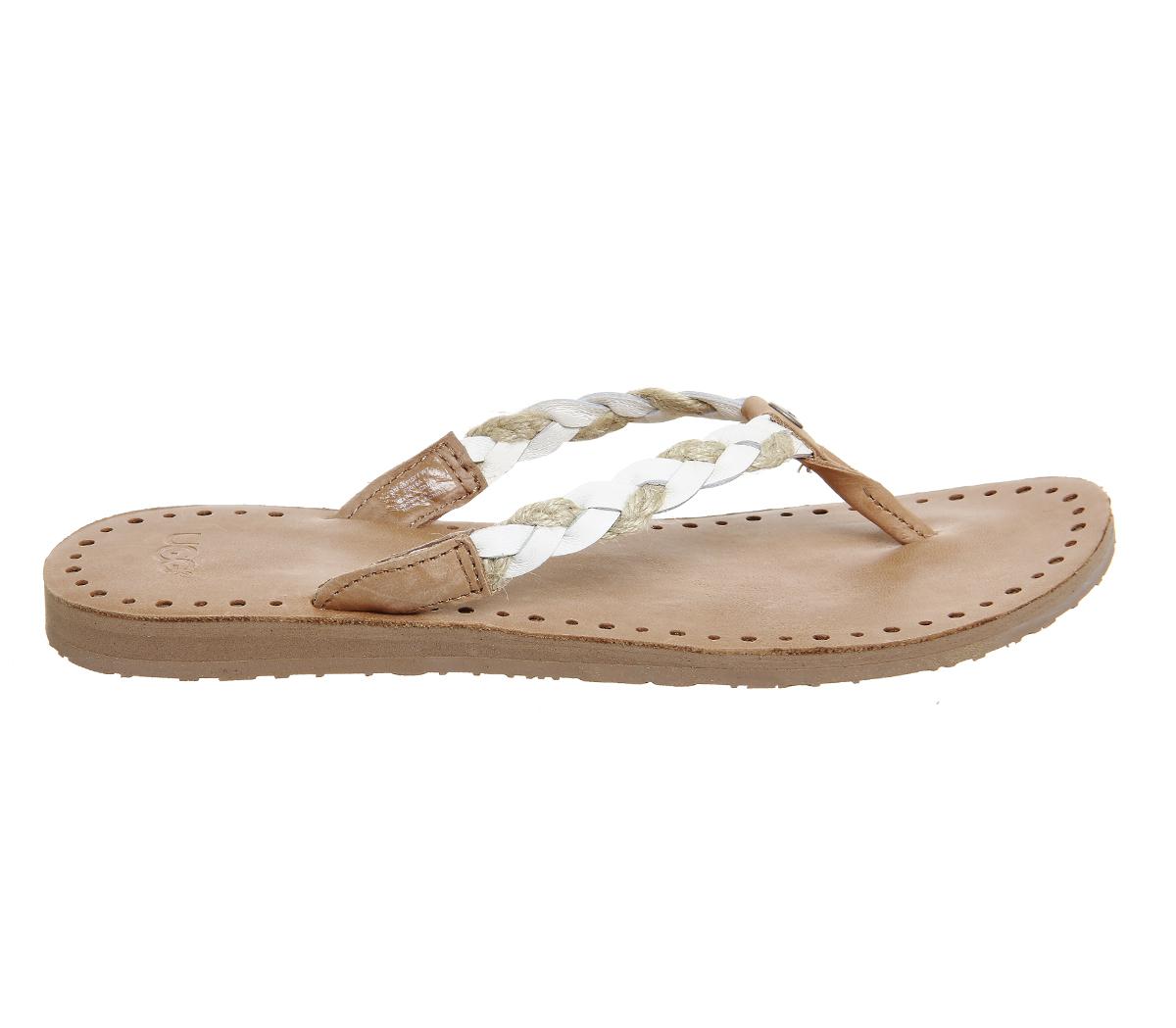 UGG Leather Naive Flip Flops in White (Natural) - Lyst