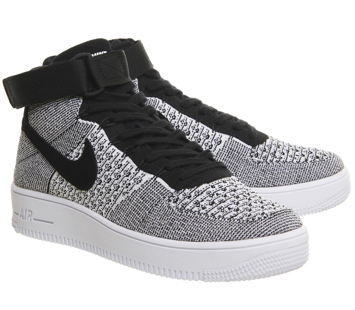 Nike Leather Air Force 1 Mid Flyknit in Black - Lyst Nike Leather Air Force 1 Mid Flyknit in Black - Lyst