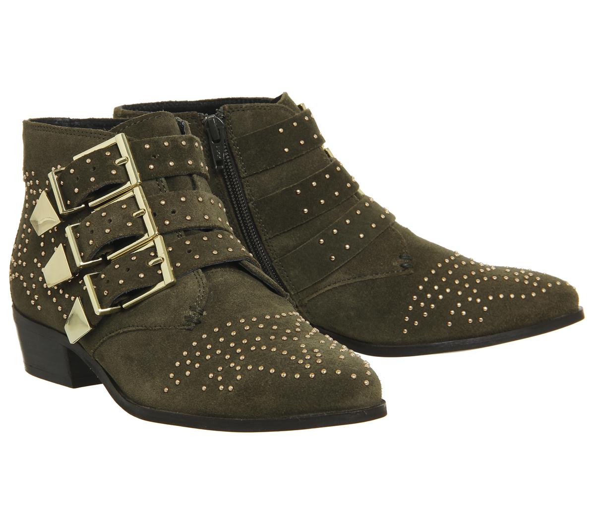 office lucky charm studded boots