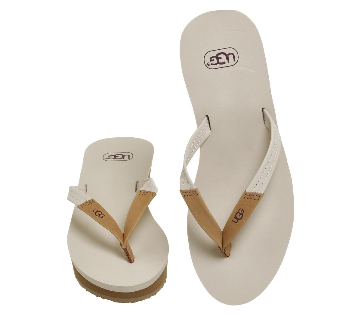 UGG Leather Ruby Wedge Flip Flops in White - Lyst
