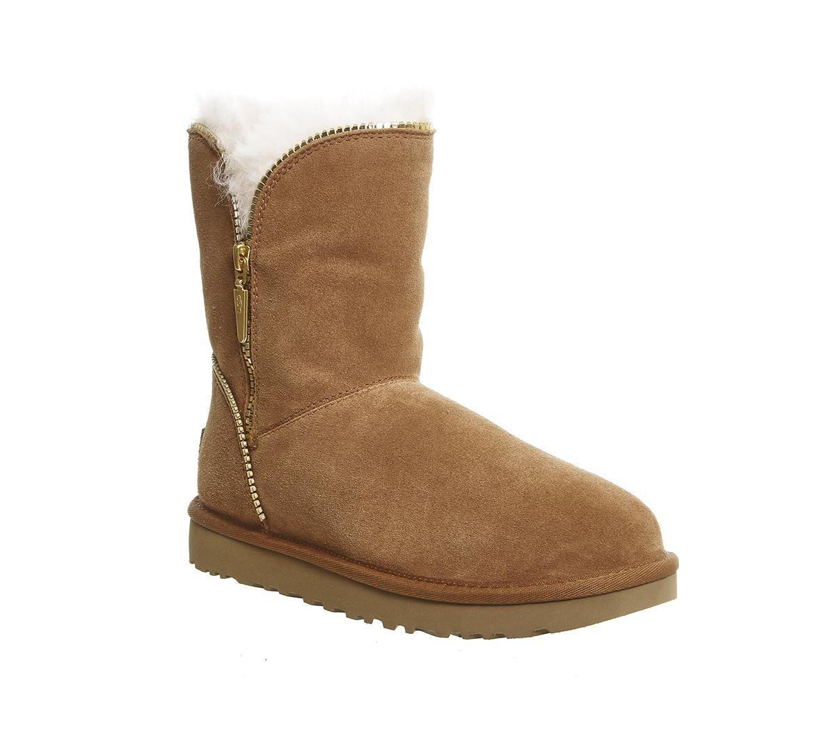 UGG Suede Florence Zip Boots in Chestnut (Brown) - Lyst