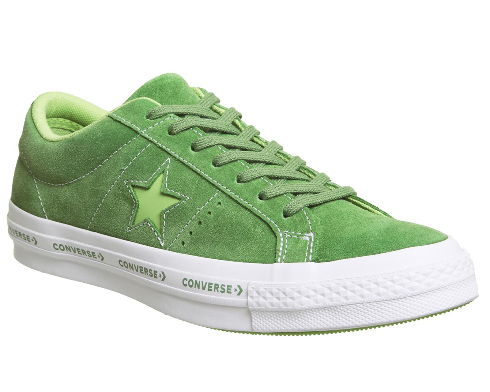 green suede converse one stars
