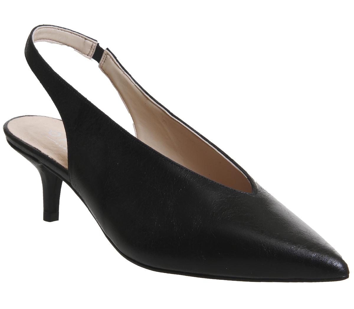 Office Leather Mixer Slingback Kitten Heels in Black - Lyst