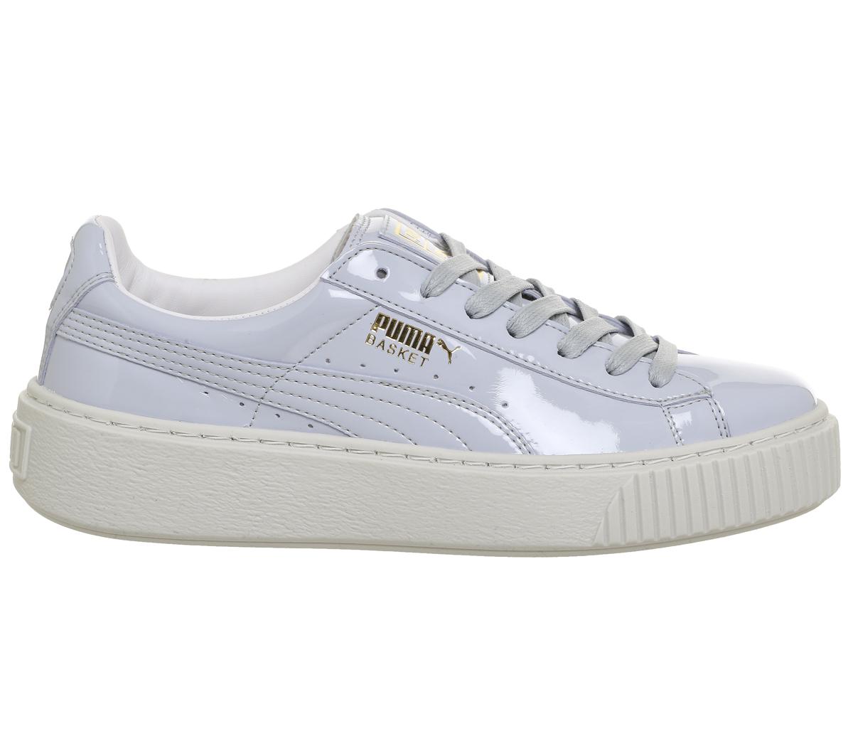 white shiny puma trainers