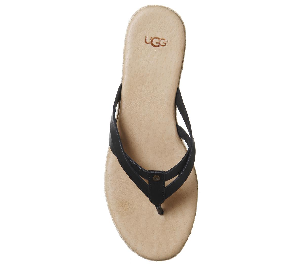 UGG Leather Annice Flip Flops in Black Lyst