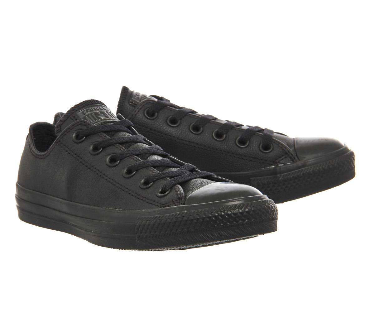 converse black low leather