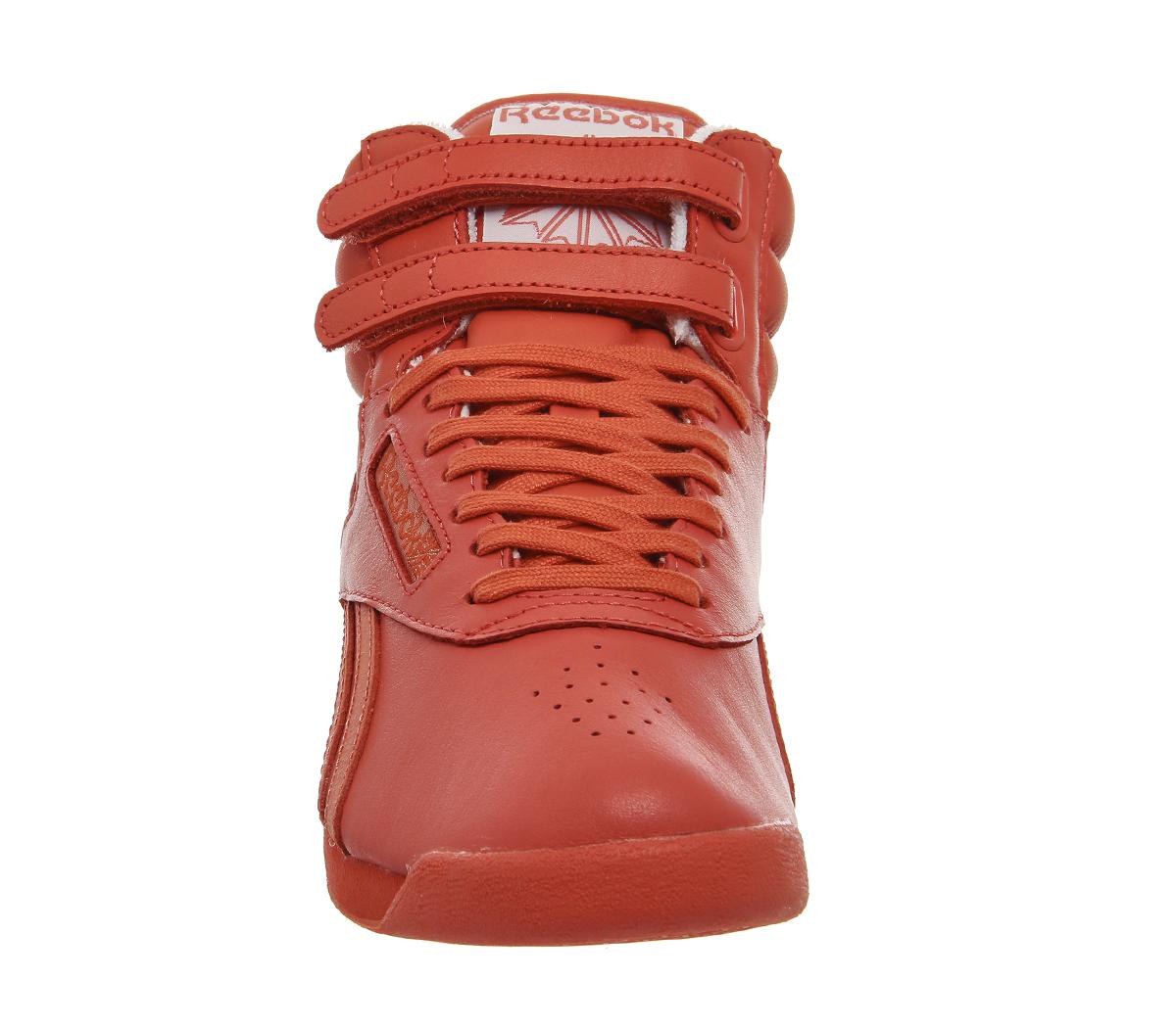 loop Lånte designer Reebok Leather Freestyle Hi in Red - Lyst