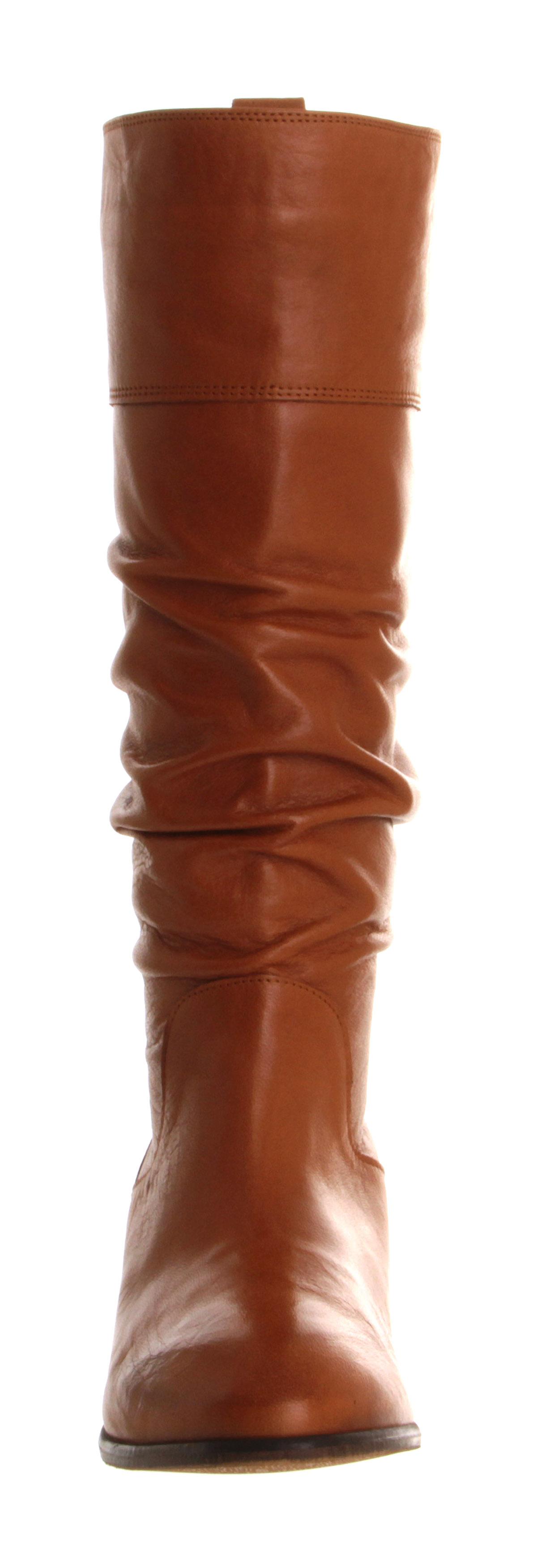 tan leather slouch boots