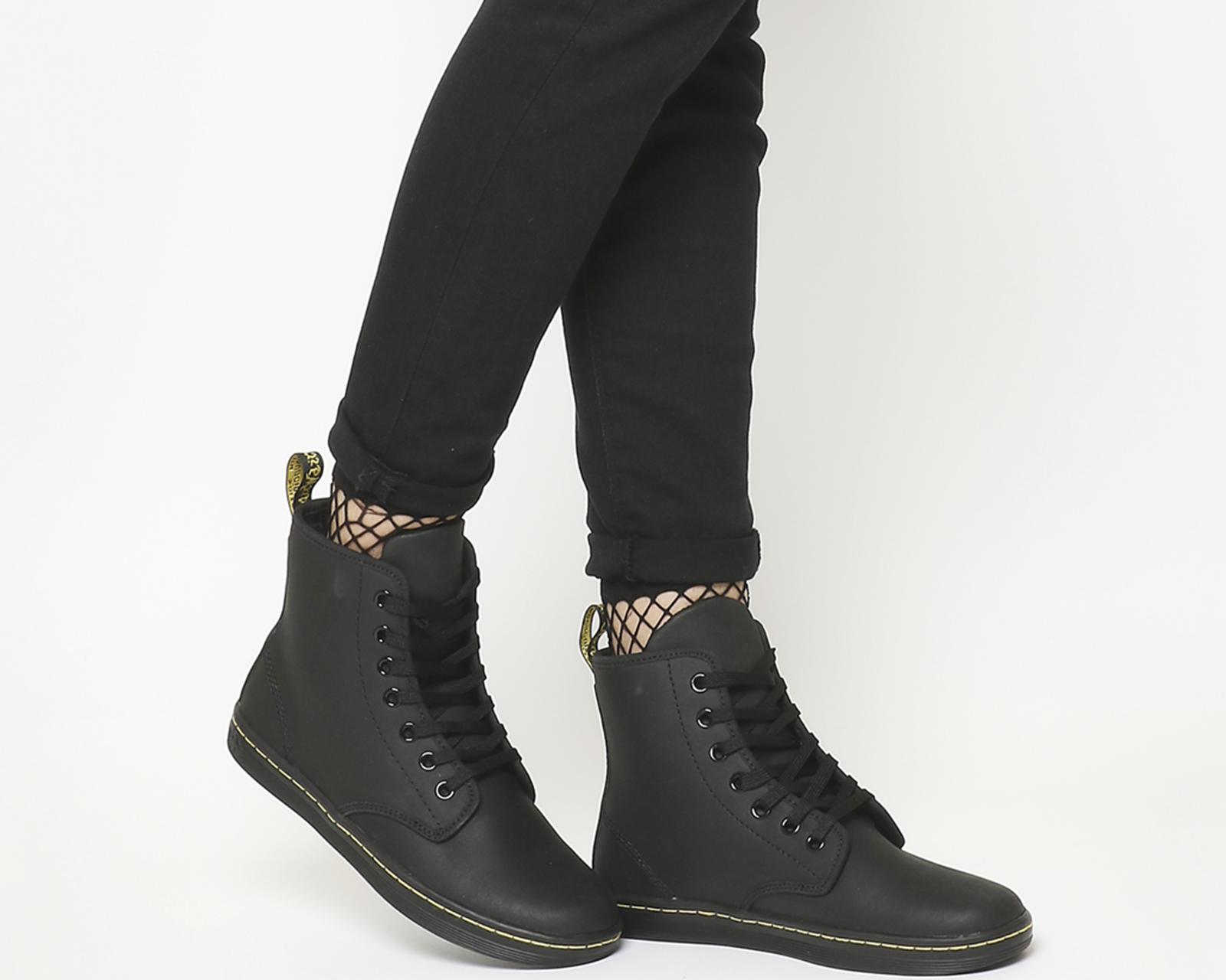 Dr. Martens Leather Eclectic Shoreditch 7 Eye Boots in Black | Lyst