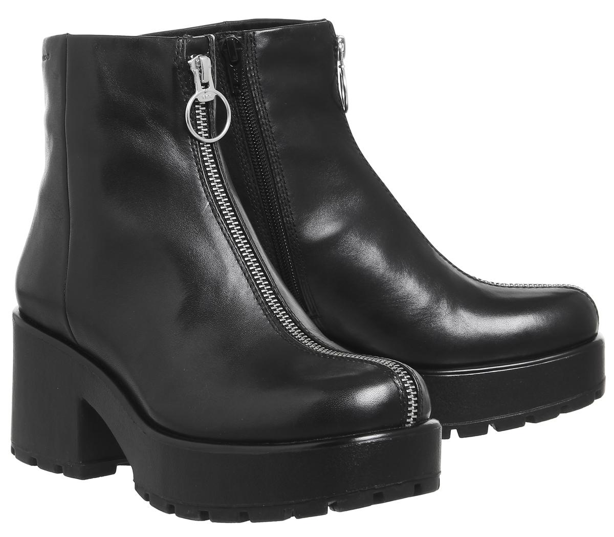 Vagabond Leather Dioon Front Zip Boots in Black - Lyst