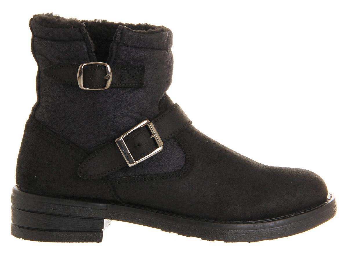 black fur lined biker boots