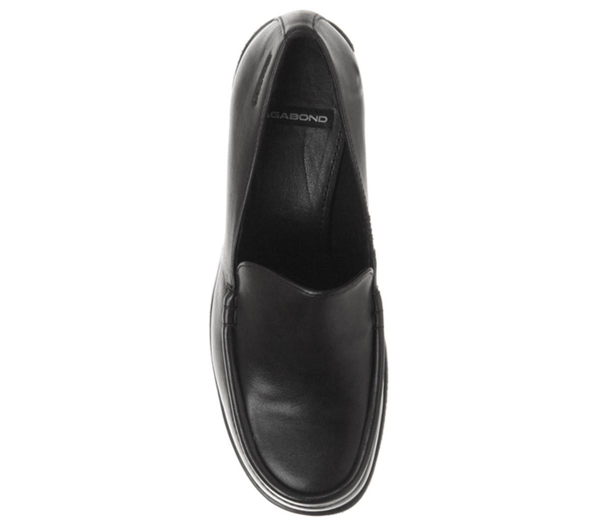 vagabond dioon black leather platform block heeled loafer
